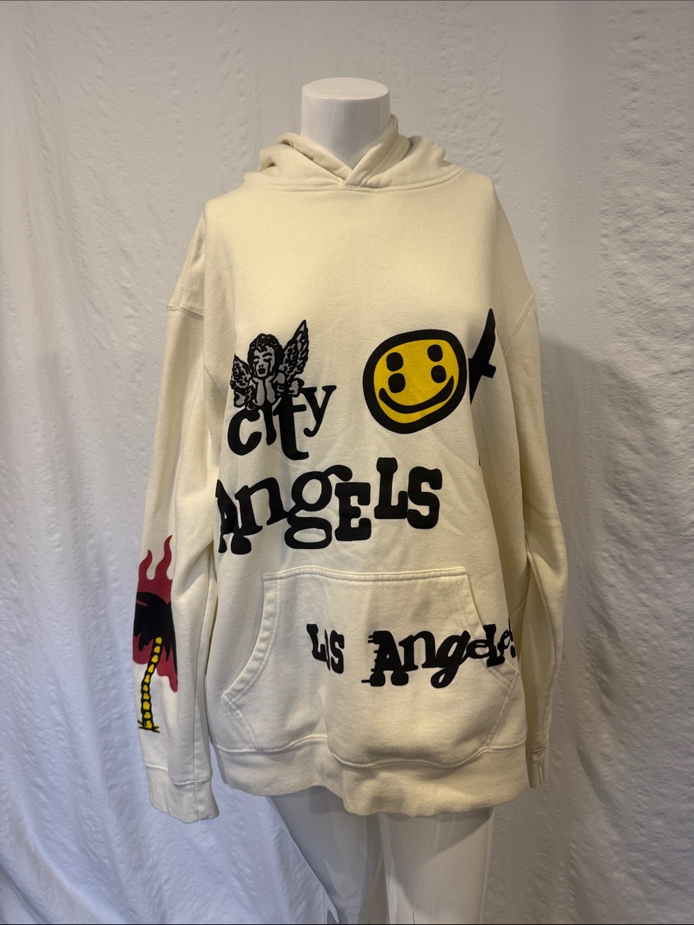 PacSun Oversized Graphic Hoodie XL Cream Los Angeles Streetwear Unisex
